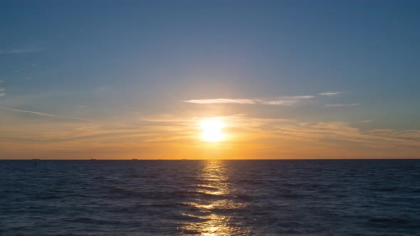 Sunset on the sea, time-lapse