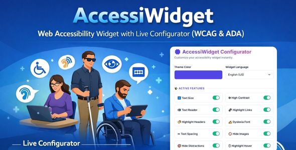 AccessiWidget - WCAG 2.1 AA & ADA Compliance Accessibility Widget with Configurator
