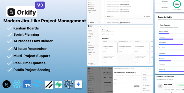 Orkify – AI Modern Project Management SaaS | Jira-Like App with Kanban, Sprints & Supabase (Next.js)