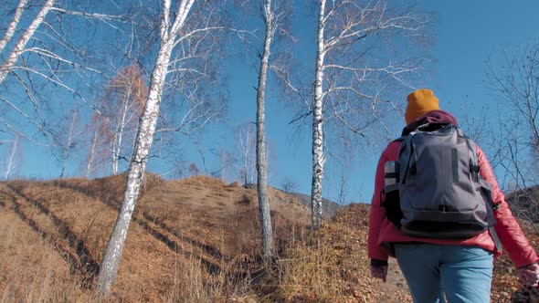 Woman Traveller Enjoys Hiking