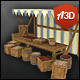 Grain Market Stall with Hand-painted Texture Style - 3DOcean Item for Sale
