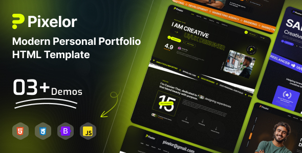 Pixelor – Modern Personal Portfolio HTML Template