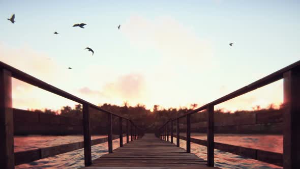 Wooden Bridge on a Tropical Island