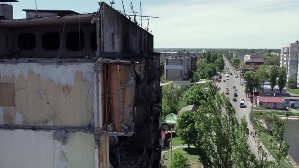 Borodyanka Ukraine  a Destroyed Building During the War Bucha District