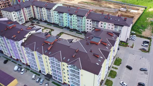 Aerial shooting of building construction site