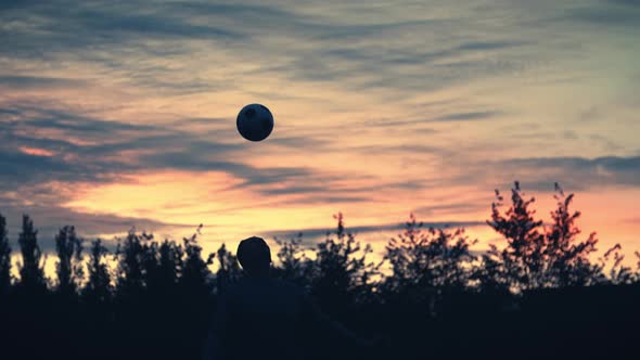 Sunset Soccer Silhouette Header Slow Motion