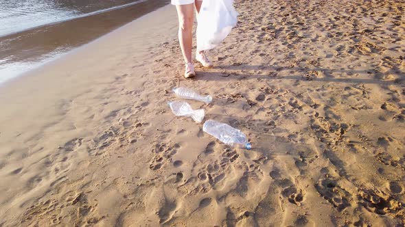 Cleaning Plastic on the Beach