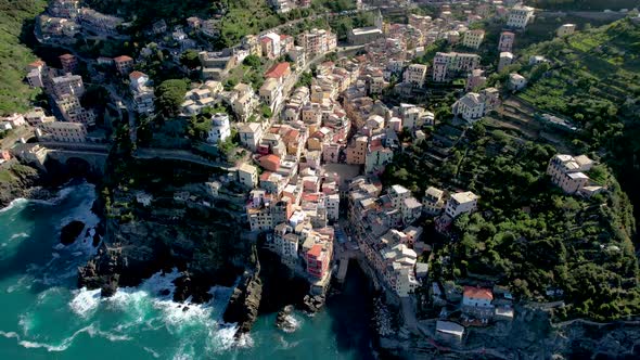 Cinque Terre Village harbor along Mediterranean coast