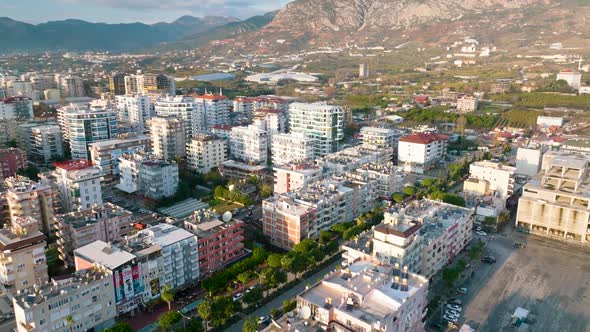 Colorful City Aerial View 4 K Alanya Turkey