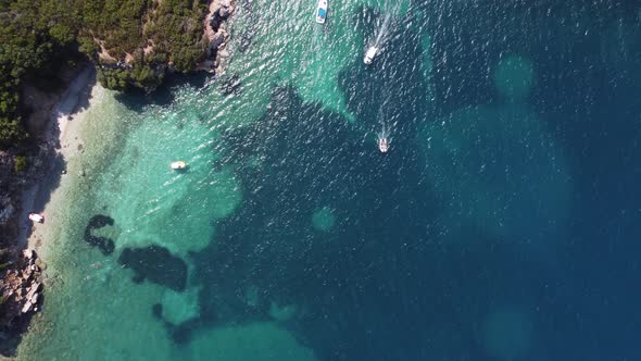 Idyllic Tropical Coastline Aerial View Paradise Beach in Albania Vacations Holiday Concept