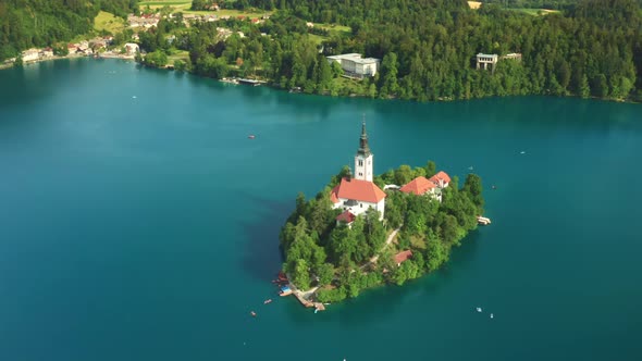 Bled Island with Catholic Church Surrounded By Greenery