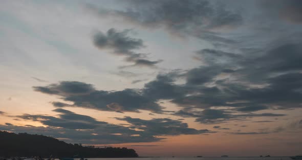 Timelapse Sunrise, From Dark To Bright Day Sun, Over Sea, Waves Are Washing