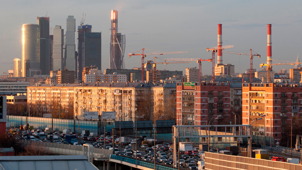 Time Lapse City Skyline in the Evening