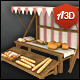 Bread Market Stall with Hand-painted Texture Style - 3DOcean Item for Sale