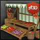 Vegetable Market Stall with Hand-painted Textures - 3DOcean Item for Sale