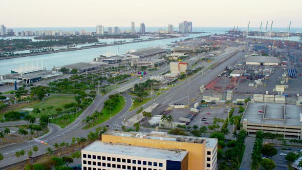 Aerial view of Dodge Island in Miami