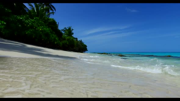 Aerial landscape of beautiful bay beach trip by blue green lagoon with clean sandy background of a d