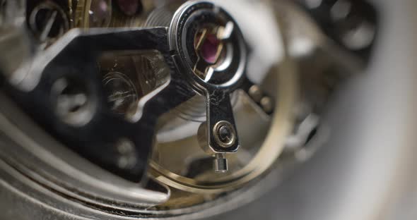 Watch tourbillon rotating macro slowmotion