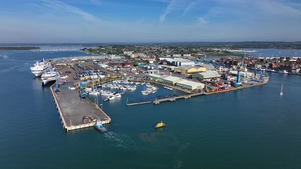 Poole Harbour and Docks in the UK During the Summer