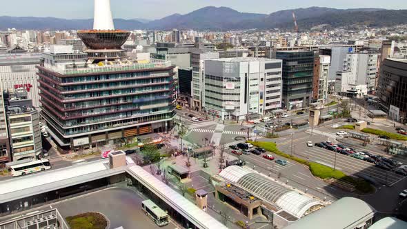Kyoto Center Cityscape Mount Background Timelapse