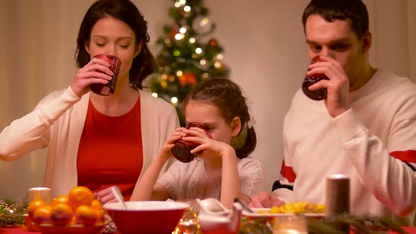 Happy Family Having Christmas Dinner at Home