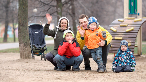 Women Talking and Family Waving with Hands