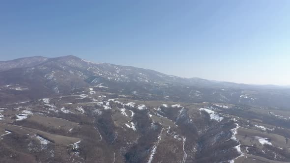 Mountain Deli Jovan scenery by winter 4K aerial video