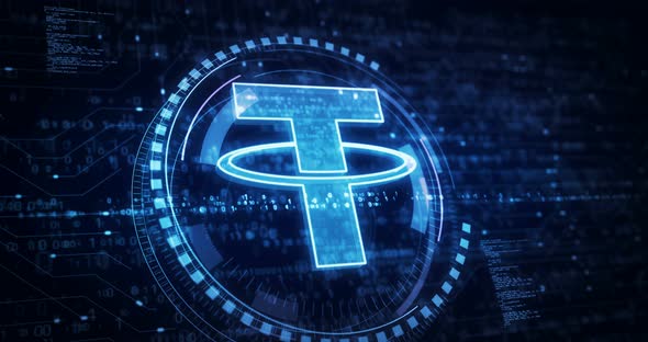 Tether stablecoin blockchain crypto currency symbol digital concept