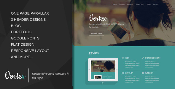 Vortex - Responsive One Page Template 