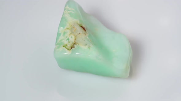 Natural Chrysoprase Rough on the Turning Table