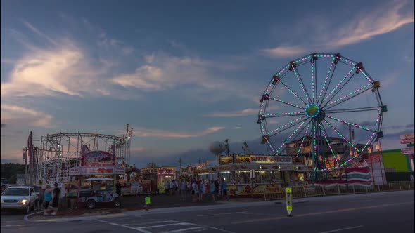 Blue hour time lapse of carnival in North Myrtle Beach SC