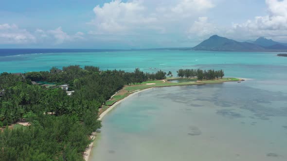 Aerial View Green Cluster on the Facing the Beach Mauritius Island