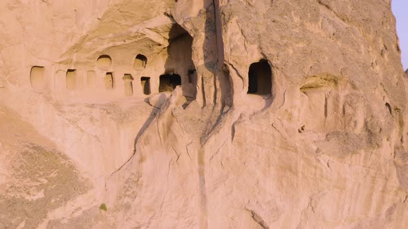 Close Up of an Ancient Cliff Homes at Cappadocia, Turkey.