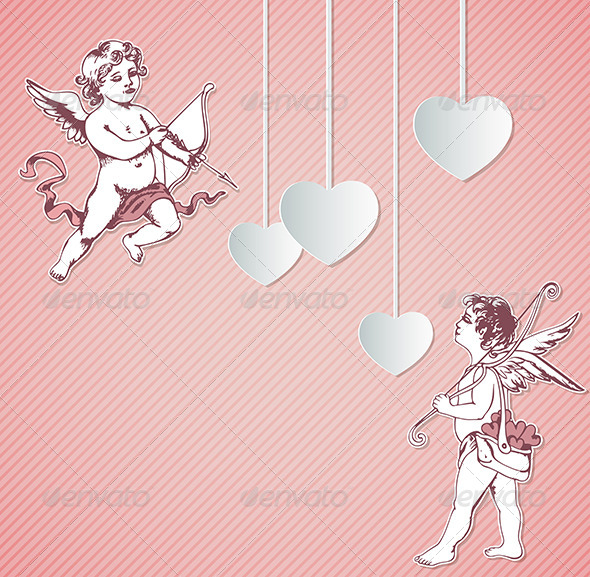 Valentine Background with Cupids