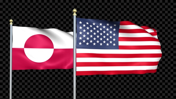 Greenland And United States Two Countries Flags Waving