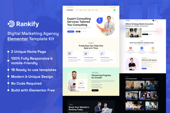 Rankify - Digital Marketing Agency Elementor Template Kit
