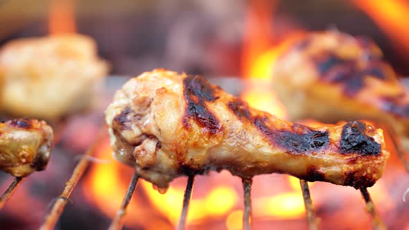 Grilled Chicken BBQ Cooked with a Fire