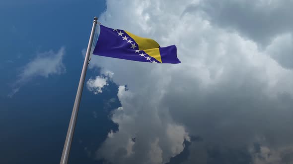 Bosnia And Herzegovina Flag Waving - 2K