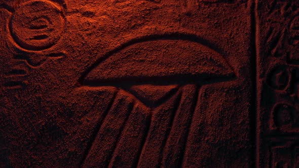 UFO Stone Carving In Firelight - Ancient Aliens Concept