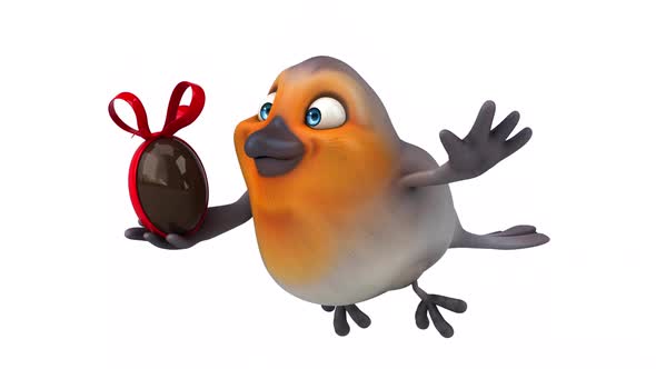Fun 3D cartoon red robin with alpha