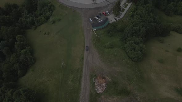 Top View of the Roads Surrounded By Trees and Greenery in Carpathians