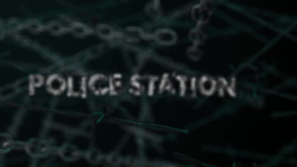 3D Dark Crime Background Word Police Station