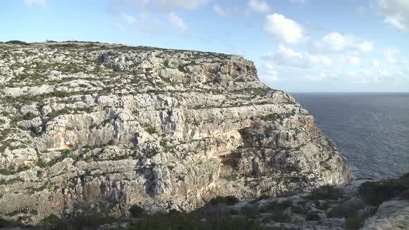 Steep Hill Near Blue Grotto With Scarce Greenery on Slopes on Sunny Winter Day in Malta