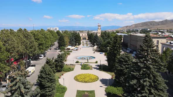 Aerial view of Joseph Stalin Museum in city Gori. Stalin's Homeland