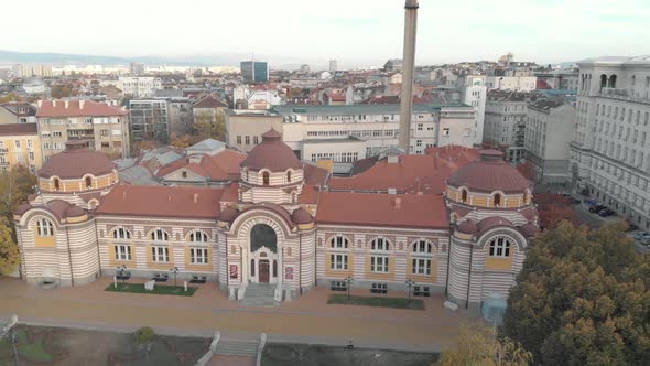 4k Aerial Drone Footage of the Sofia History Museum, Bulgaria