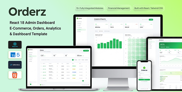Orderze - React 18 Admin Dashboard | E-Commerce, Orders, Analytics & Dashboard Template