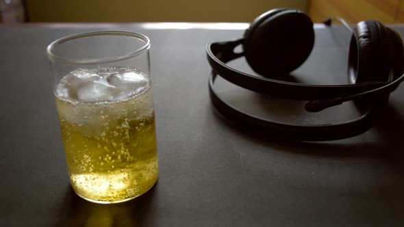 View of the good combination of drink and music when you are in mood.