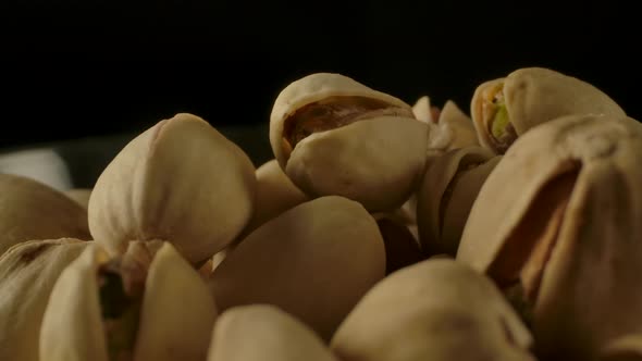 Tasty Pistachios Turning in Front of Camera