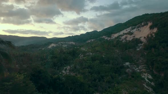 Incredible aerial view of an expansive valley covered by lush forest in the Boljoon region of the Ph