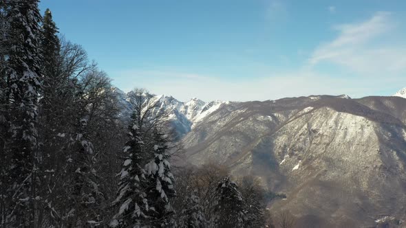 Aerial Mountainous Landscape on Sunny Day